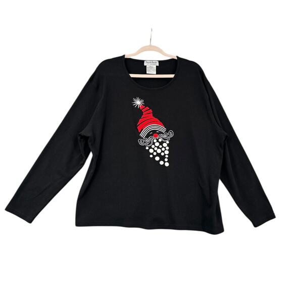 NorthStyle Black Christmas Button Graphic Long Sleeve Shirt Womens Size 3X - Picture 1 of 7